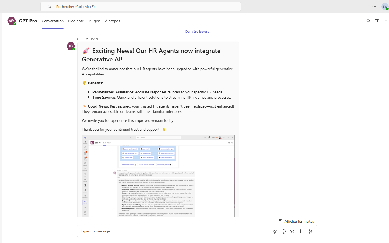 Company Communicator Pro Message